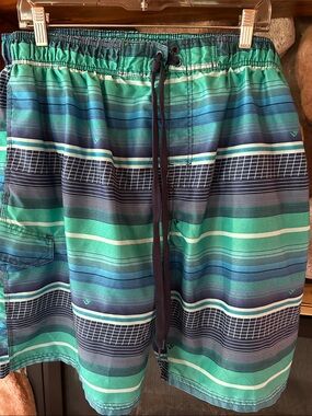 Kanu Surf Men's Wade Striped Swim Board Shorts, Size XXL